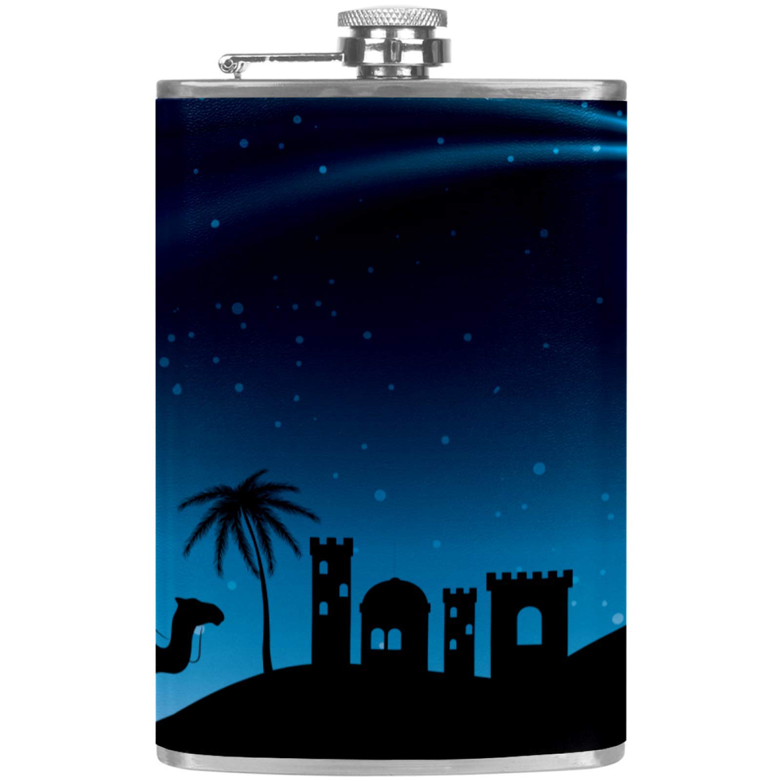 Flasque à whisky en cuir avec entonnoir motif des 3 rois mages