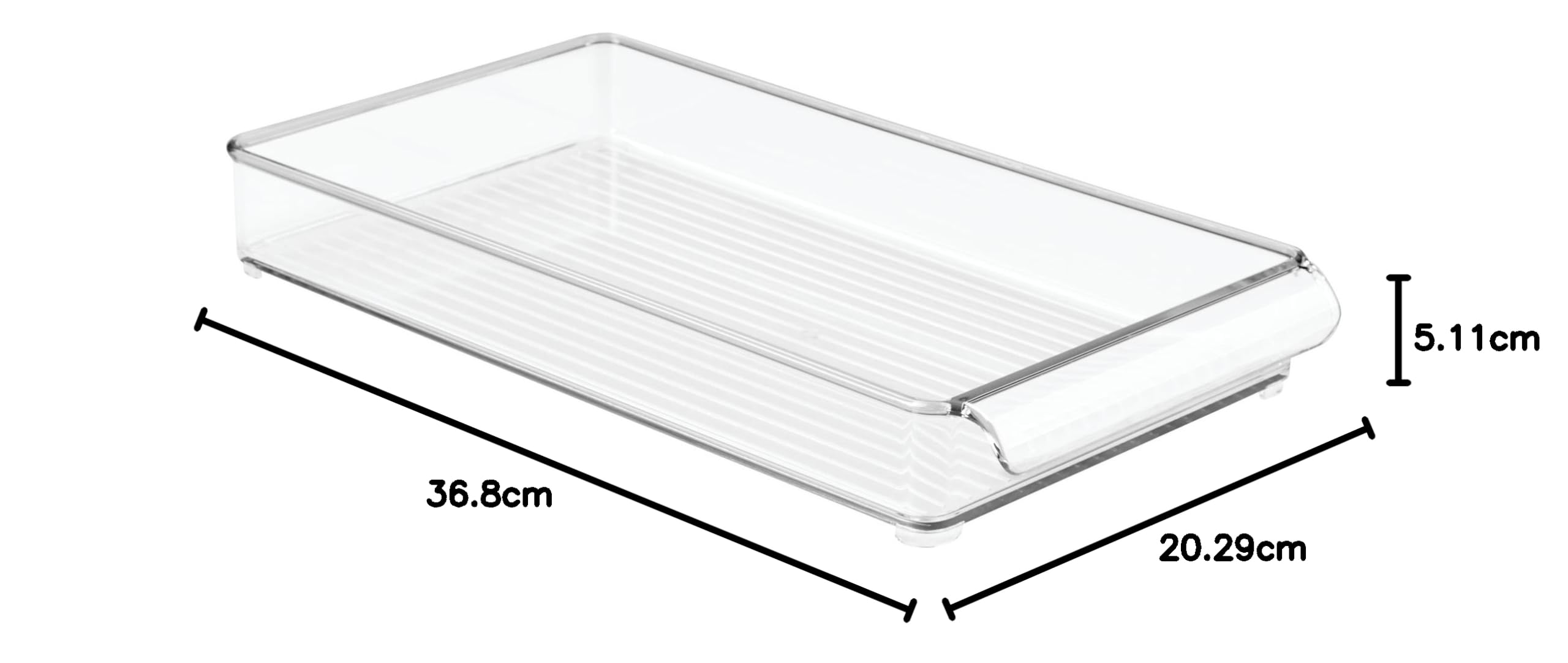 iDesign Kühlschrank und Gefrierschrank Lagerung Organizer Tray für die Küche, klar, 20 x 37 x 5 cm