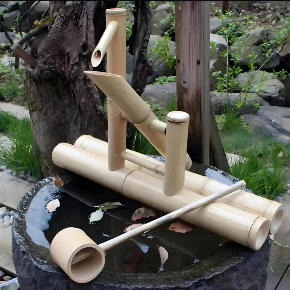 Kit Fai da Te con Pompa Solare per Acqua, Fontana in bambù con Pannello Solare, Pompa E Tubo da 2 M, Fontana in bambù Feng Shui per Giardino, per Patii, Balconi E Prati