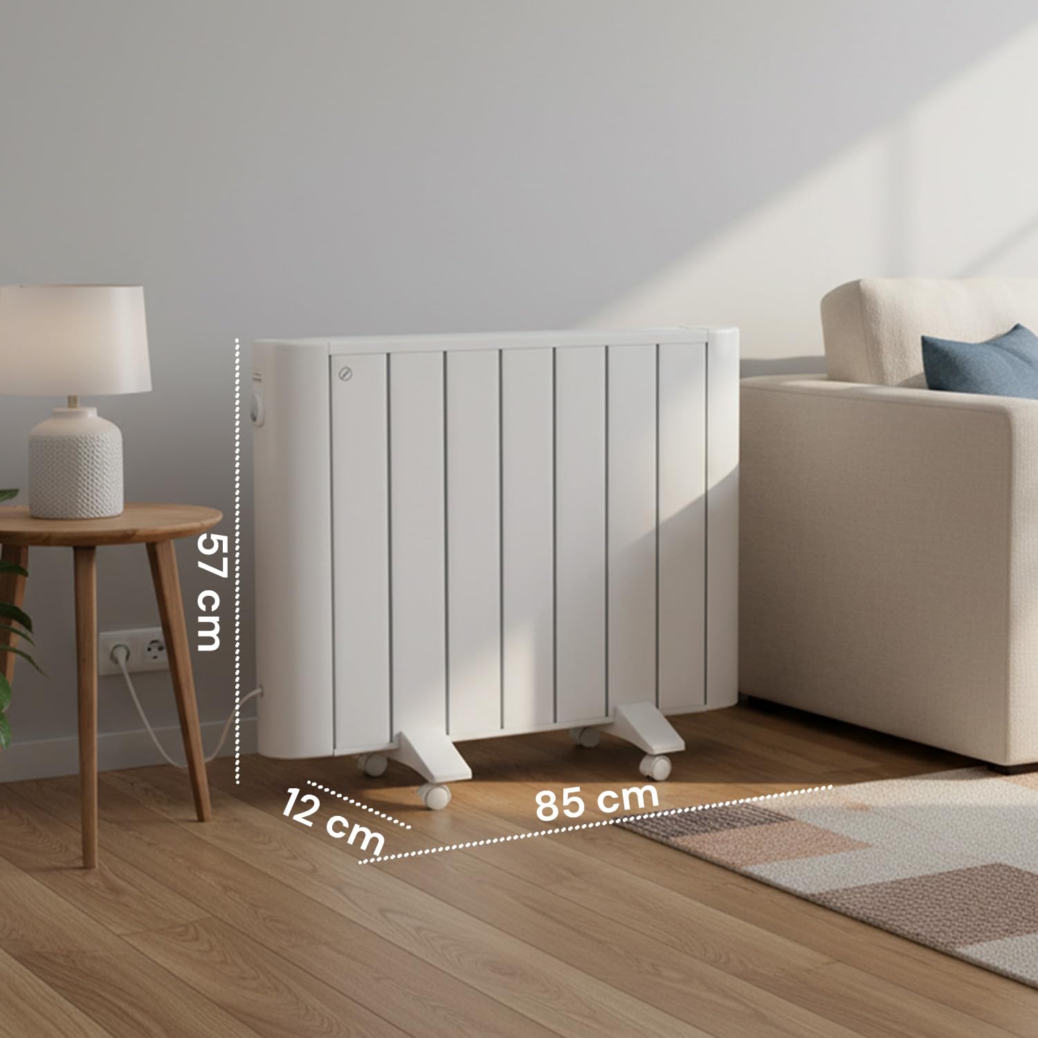 Radiatore Elettrico 1500W per Comfort Domestico e in Ufficio - Alluminio Durevole, Portatile & Montabile a Muro, Sicurezza e Controllo Intuitivo