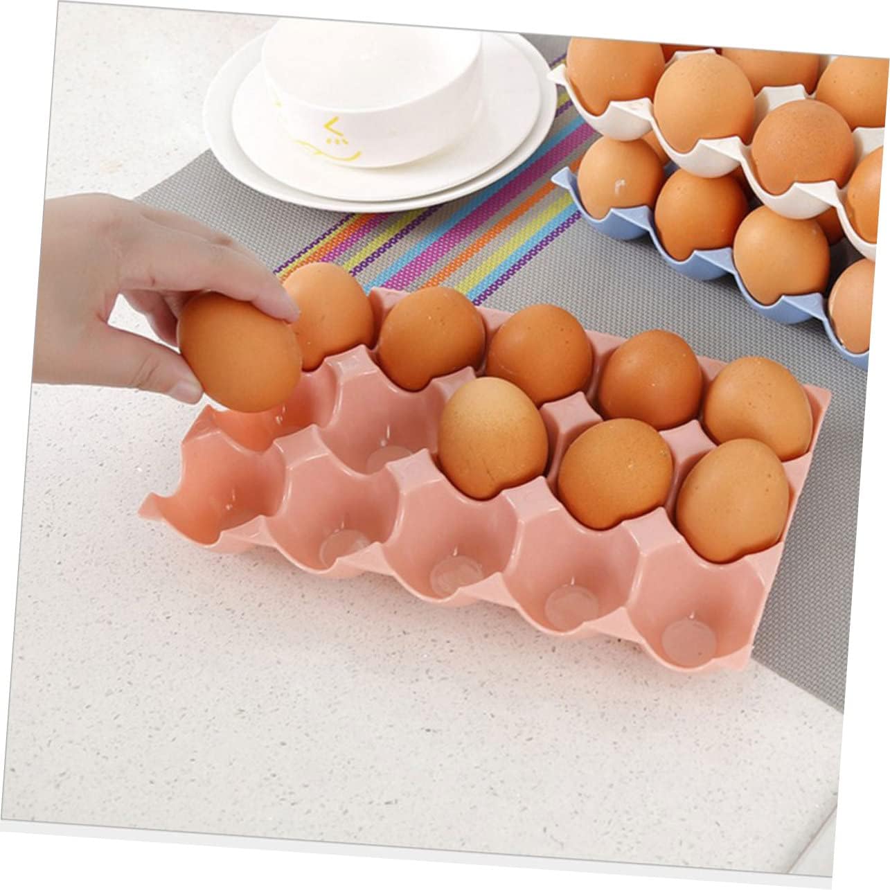 6pcs Egg Carton Egg Holder for Fridge Dispenser Container Easter Egg Holder Freezer Egg Container Plastic Containers Stackable Egg Tray Egg Display Stands Pp Box Anti-Collision