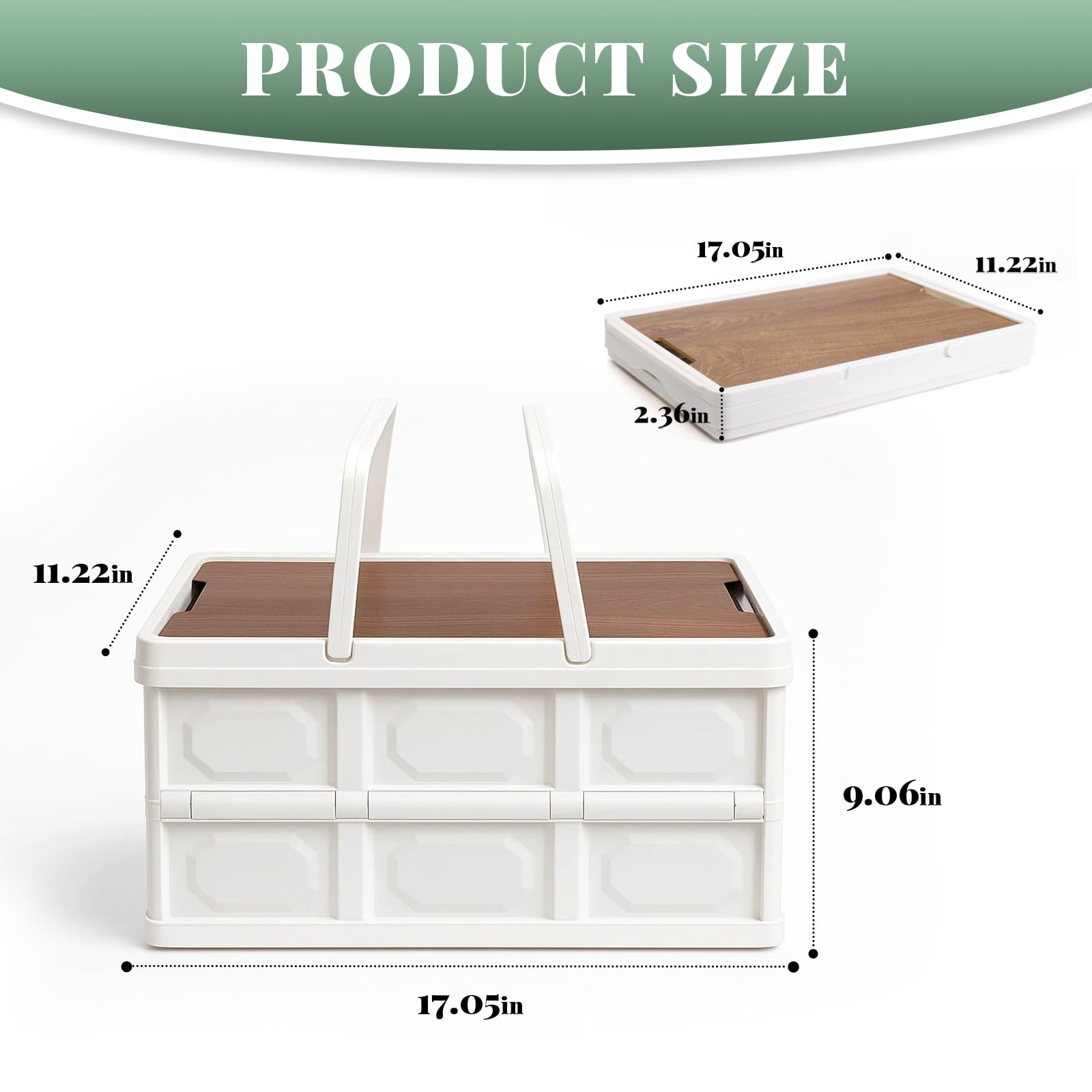 Collapsible Picnic Basket Set for 2 – Insulated Plastic Picnic Basket with Waterproof Bag & Wooden Lid, Large Capacity Stackable Storage Bin for Outdoor, Camping, Picnics, Home Organizing