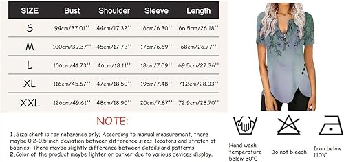 Miniatura 4 de Apfopard Summer Tops for Women 2022 Casual Loose Zipper Round Neck Short Sleeve Shirt Asymmetrical Button Hem Tunic Top