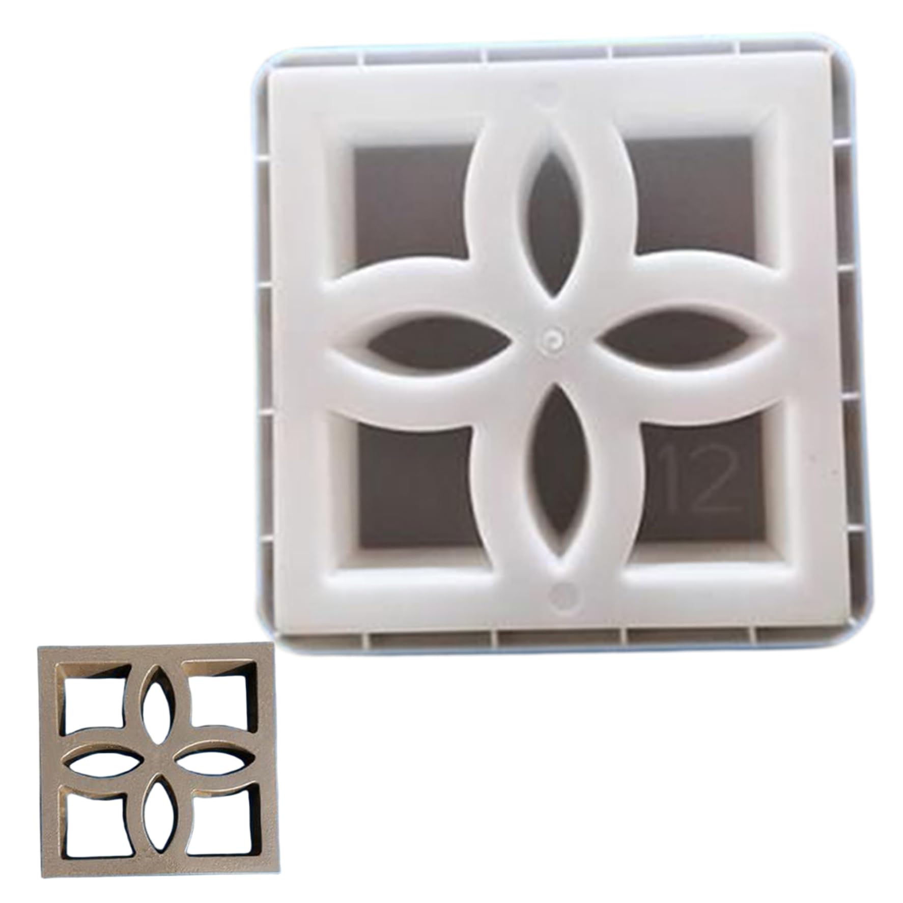 Hbbgdiy White Concrete Molds 12X12x3in Square Plastic Hollow Window Mold For Cement Diy Paver Making, Garden Patio Wall Decoration, Pathway And Stepping Stones