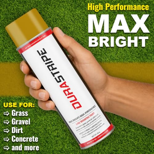 Image of Athletic Field Marking Paint - 2 Cases of 12 T-Tip Spray Cans (24 Total), 18 oz Each - Bright, Durable Field Striping Paint (Vegas Gold)