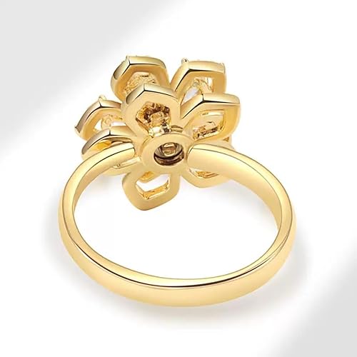 Vista 15 de Sunflower Ring Spinning Fidget Rings for Anxiety Open Adjustable Spinner Sun Ring Creative Relieving Stress Rotating Jewelry Color plateado.
