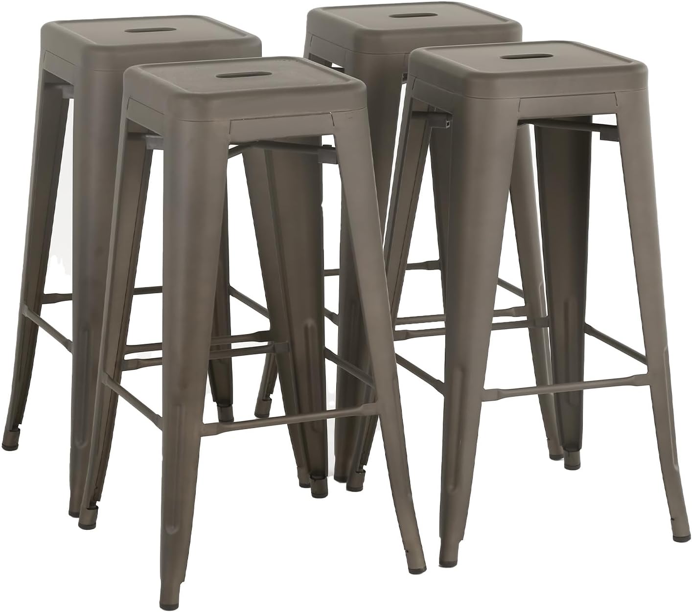 BestOffice Metal Bar Stools Set of 4 Counter Height Barstool Stackable Barstools 30 Inch Indoor Outdoor Patio Bar Stool Home Kitchen Dining Stool Backless Bar Chair