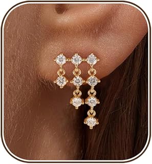 Dangle Earrings for Women,Dainty 14K Gold Plated Tassel Earrings