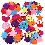 SOOKOO 5 Styles 150 PCS Assorted Color Felt Flowers for Art and Craft DIY Sewing Handcraft (Heart, Flower, Smile Face, Star, Crown)