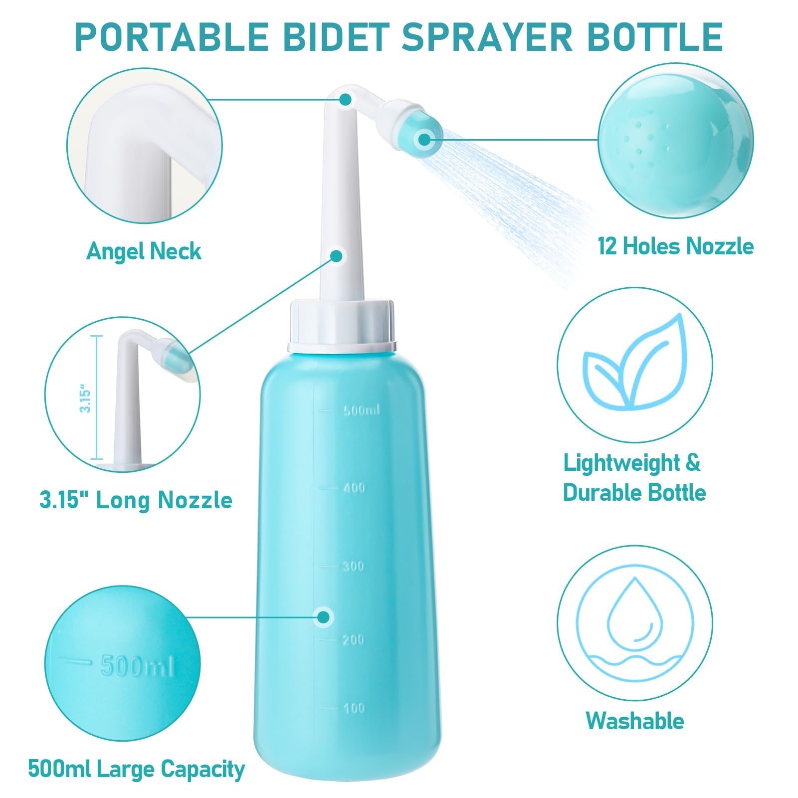 Victop Essuie Fesse Aide aux Toilettes Pince pour Papier Toilette Ensemble de flacons pulvérisateurs portatifs pour Bidet Dossier sans Se Pencher Outils Ustensile de Toilette Poignée Antidérapant