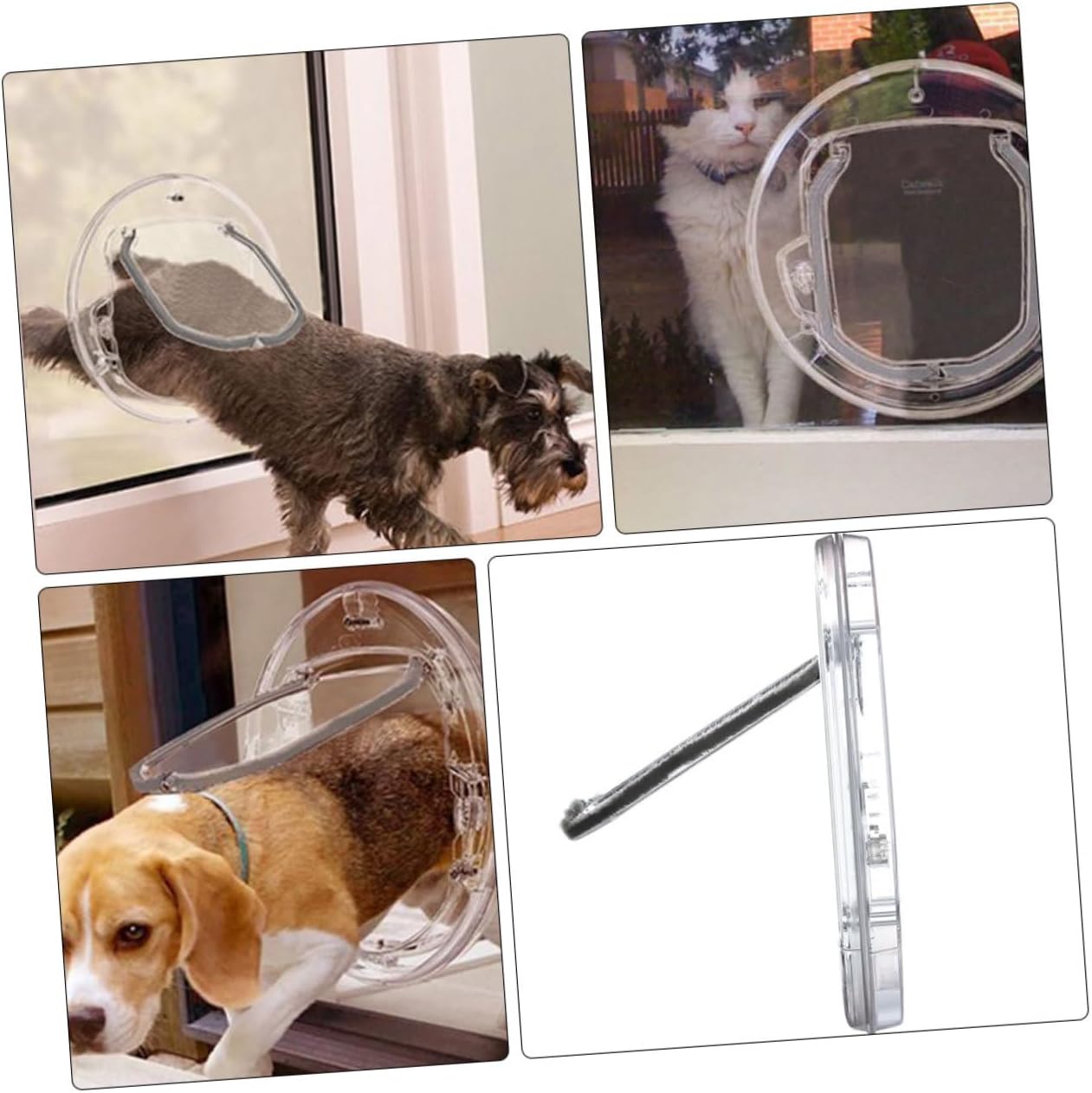 MERRYHAPY Controlled Round Pet Door with Transparent Plastic Hole Mode Locking Dog and Cat Access Entry Easy Install Sealed Design for Indoor and Outdoor Use