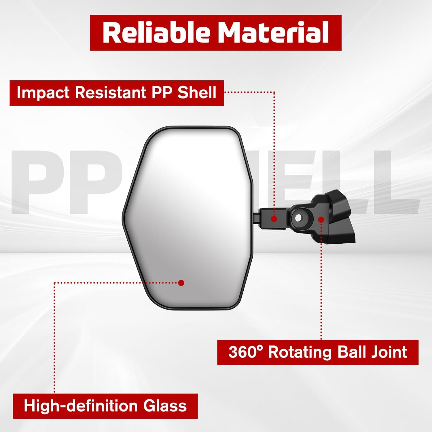 Side Mirrors for Can-Am Defender, Adjustable Folding Aluminum Shell Convex Rearview Mirrors for Can-Am Defender HD5 HD7 HD8 HD9 HD10 2016-2025 Accessories (Replace #715008101)