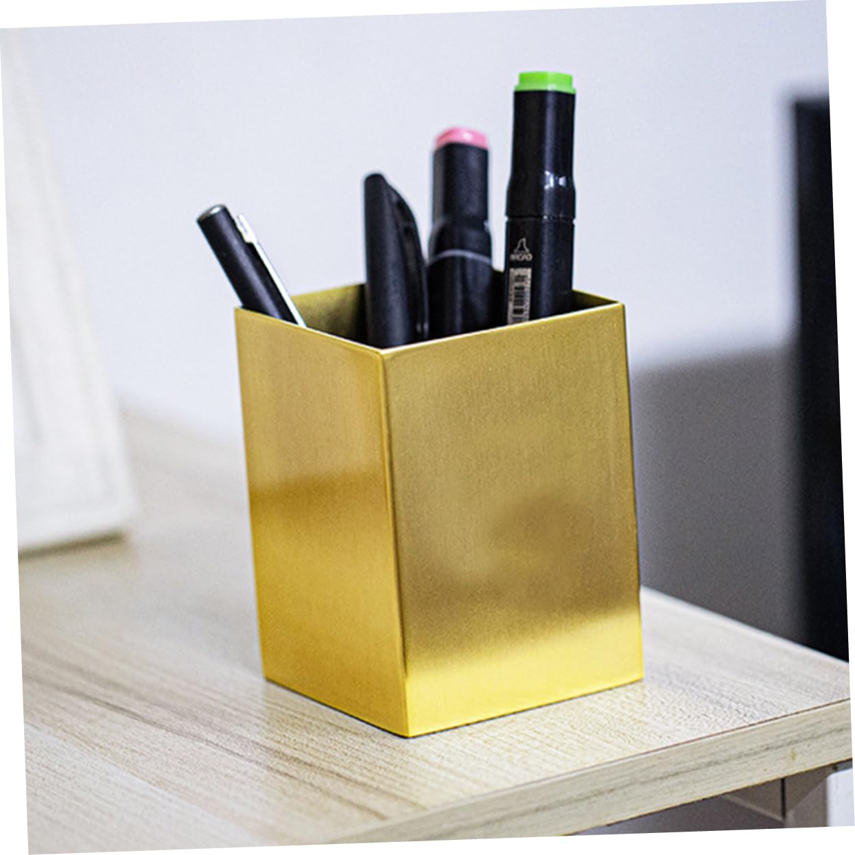 Portapenne in Acciaio Inox Contenitore da Scrivania Organizer per Cancelleria Portaoggetti Multifunzionale Design Compatto