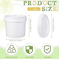 Vista 2 de Leinuosen 8 cubos de plástico con asa y tapa, duradero, resistente, seguro para alimentos, contenedor para almacenamiento multiusos, pintura