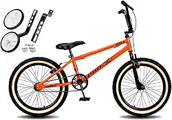 Bicicleta Infantil Masculina Aro 20 BMX PRO X S1 Faixa Bege V-Brake e Rodinhas