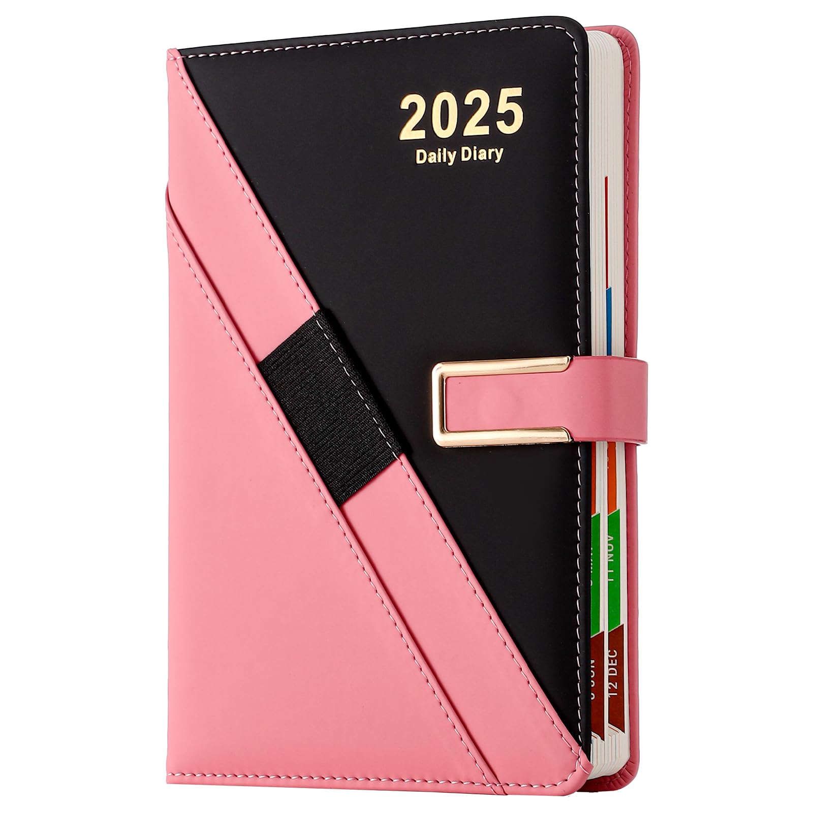 Agenda 2025 MINISOISO Semainier A5 - 21,7x15,8cm - Couverture Rigide, Autocollants - Noir - Jan-Déc 2025