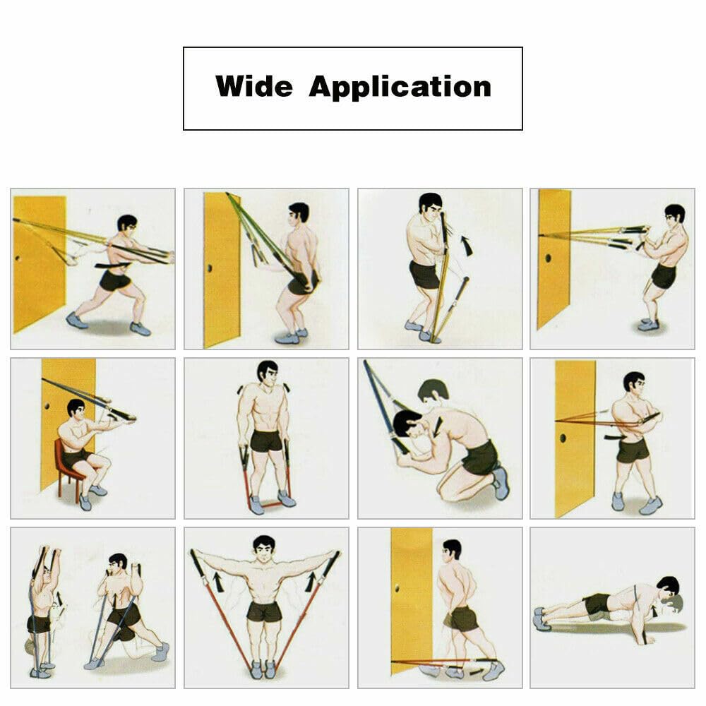 Set Elastici Fitness di Resistenza 5 Bande Elastiche,Elastici da Pilates, Fitness,Yoga, Set Fasce di Resistenza, Estensori per Pettorali 100LB, 10 Pezzi