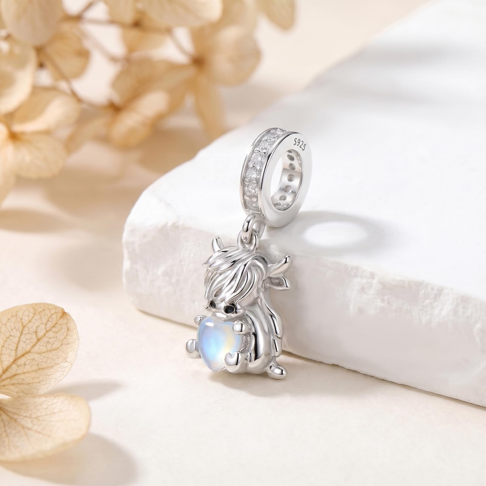 Highland Cow Armbänder Charms 925 Sterling Silber Hochland Kuh Bead Halskette Armband Schottland Schmuck Geschenke für Damen Mädchen Frauen