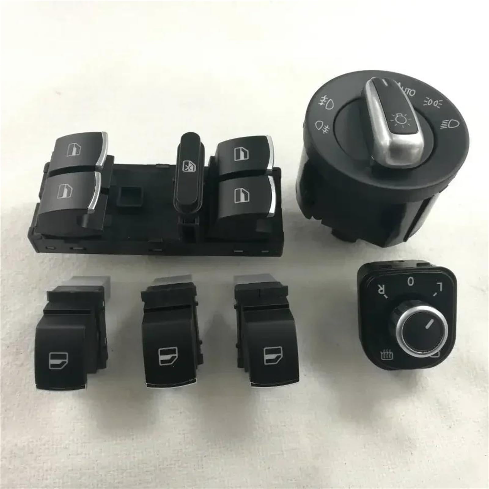 Bouton-poussoir Lève-vitre Interrupteur Phare Chromé + Fenêtre Électrique Pour Master Pour VW Pour Golf 5 6 Mk5 Pour Jetta Pour Assat B6 Pour Touran(6PCS auto function)