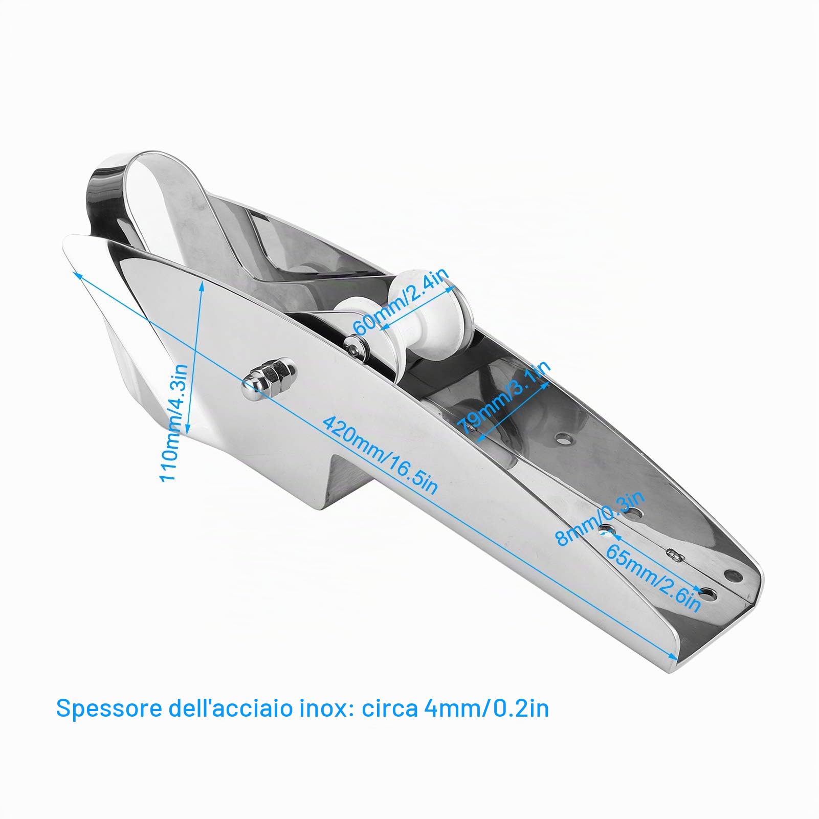 Akozon Titolare Dell'ancora Accessorio per Barca Musone di Ancoraggio a Prua per Barca Acciaio Inossidabile 316 7,5‑15 kg (420 Mm/16,5 Pollici) per Accessori Hardware per Navi Marine