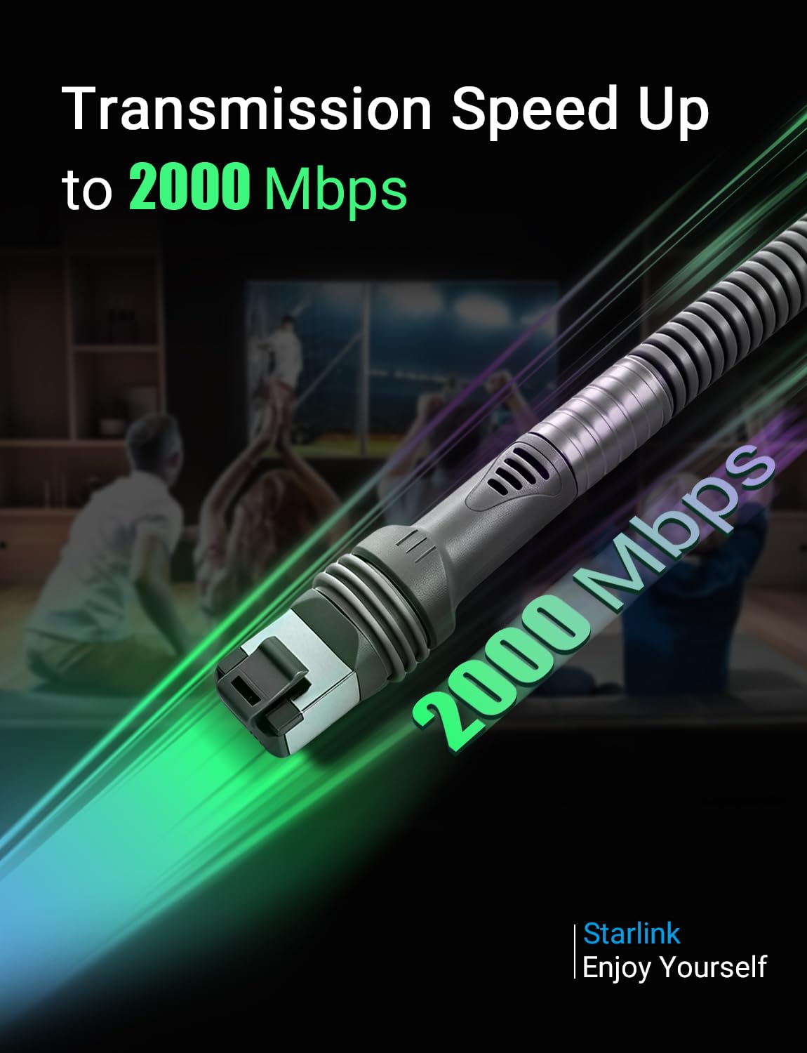 Starlink Cable Gen 3 for Replacement, with Split Wire Loom, 49FT | Cat 6, Waterproof Starlink Ethernet Cable, Flame Retardant, LSZH, 2000Mbps, starlink satellite cable for RV Boat Rooftop