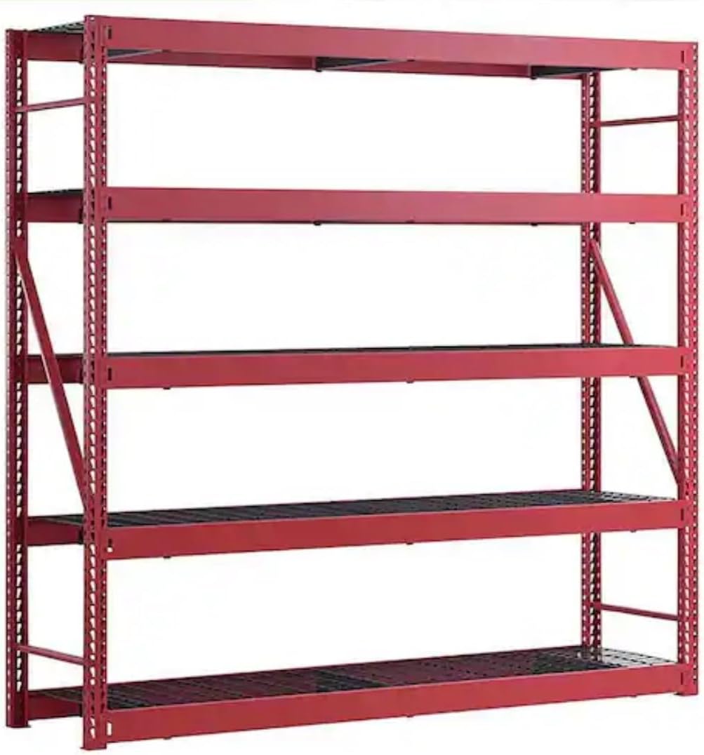 Husky Heavy Duty Industrial Metal Storage Shelving Unit, Black, 72H x 48W x 24D Inches, 4 Adjustable Shelves, 1000 lbs Capacity, Powder Coated Steel (RED, 90 in W x 90 in H x 24 in D, 5)
