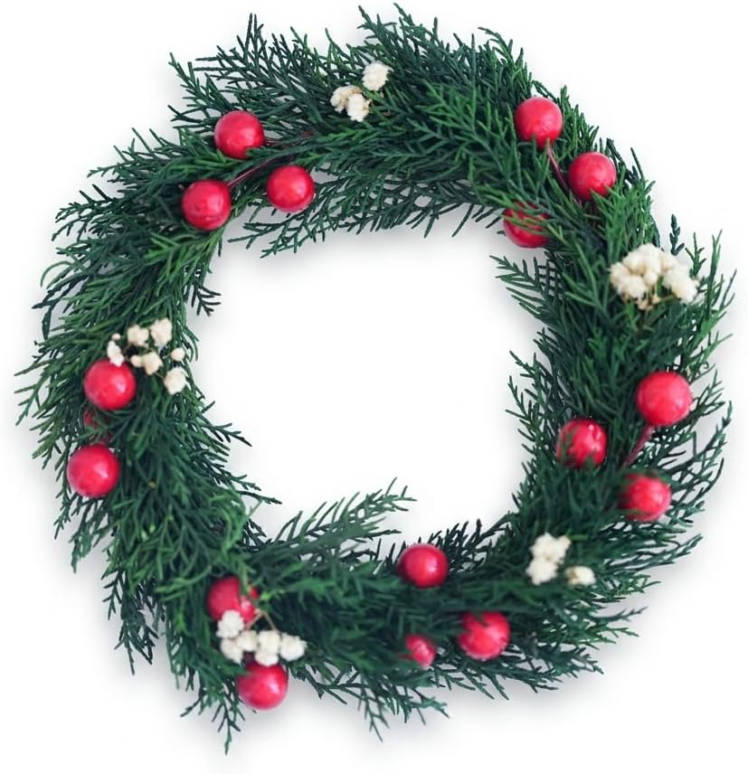 Christmas Eucalyptus Wreath Set 2PCS 5.9in Mini Dried Flower Wreath Small Holiday Wreath for Front Door Wall Window Table Decor Xmas Decoration