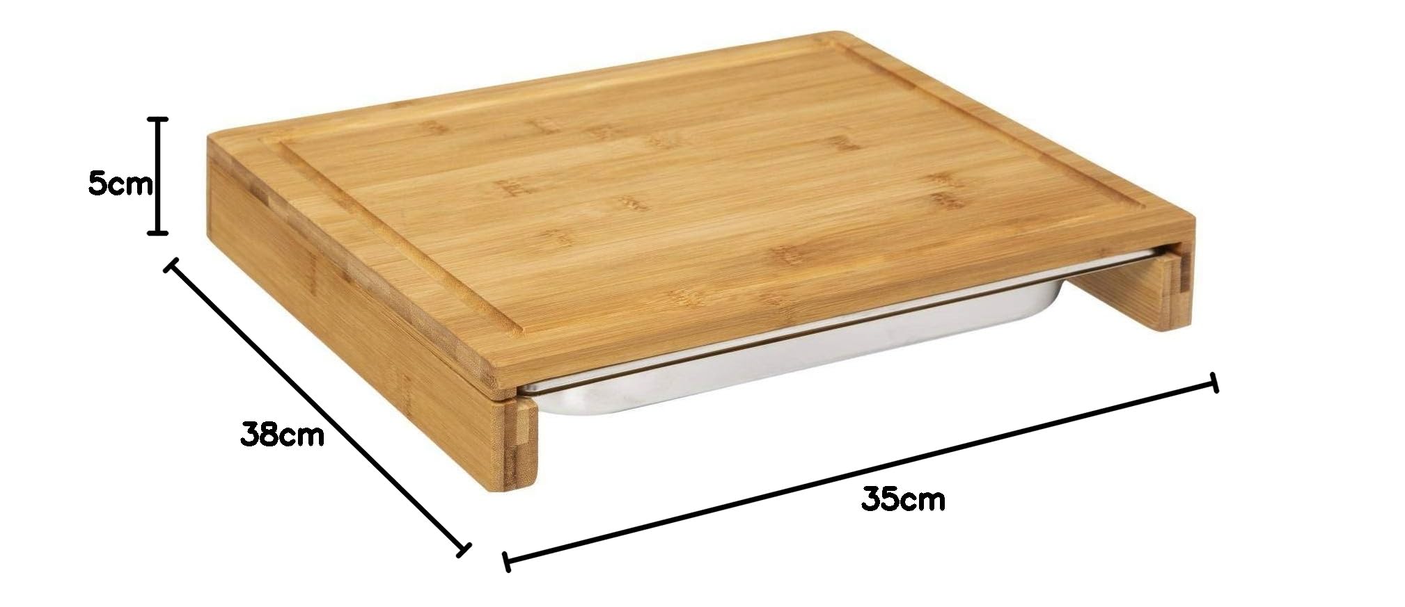Planche à Découper avec Tiroir de Stockage en Bambou et Inox – Laguiole Online