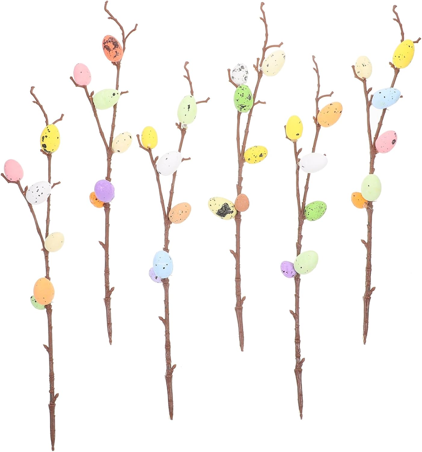6pcs Artificial Easter Branches Decorative Faux Picks for Home Decor Vibrant Twig Stems for Spring Centerpieces and Floral Arrangements