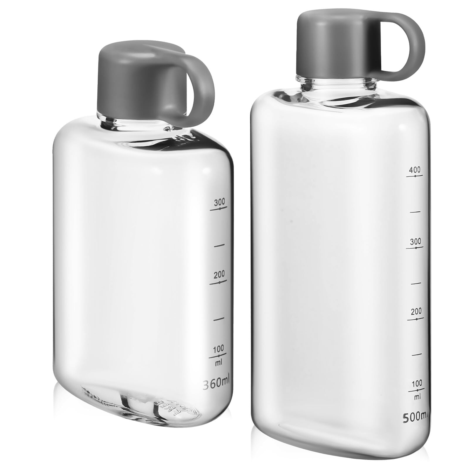 FOMIYES Flache Wasserflasche aus Tritan, Tragbar und Auslaufsicher, 2 Stück