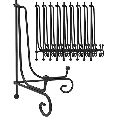 Iron Display Stand 10 Packs, 10 Inches Plate Stand Picture Stand Photo Stand for Display, Black Foldable Easel Stand Holder for Photo Frame, Artwork, Collection, Decorative Plate, Book, Office