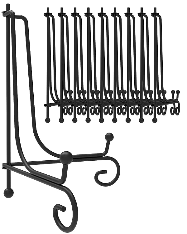 Iron Display Stand 10 Packs, 10 Inches Plate Picture Photo Stand for Display, Black Foldable Easel Holder for Photo Frame, Artwork, Collection, Decorative Plate, Book, Office by Lzerking - Used condition - US$20.87