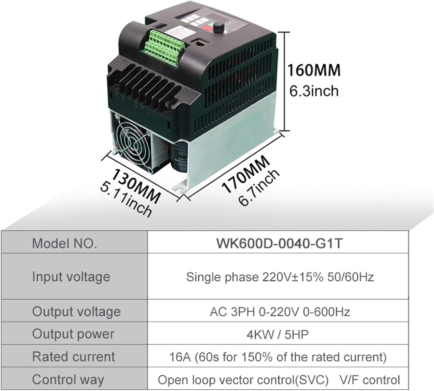 Frequency Converter 0.4kw 0.75kw 1.5kw 2.2kw 4kw 190V/220V Single Phase 380V 3 Phase Input Frequency Inverter 190V/VFD(4kw-5HP,1ph220V-3ph220v)