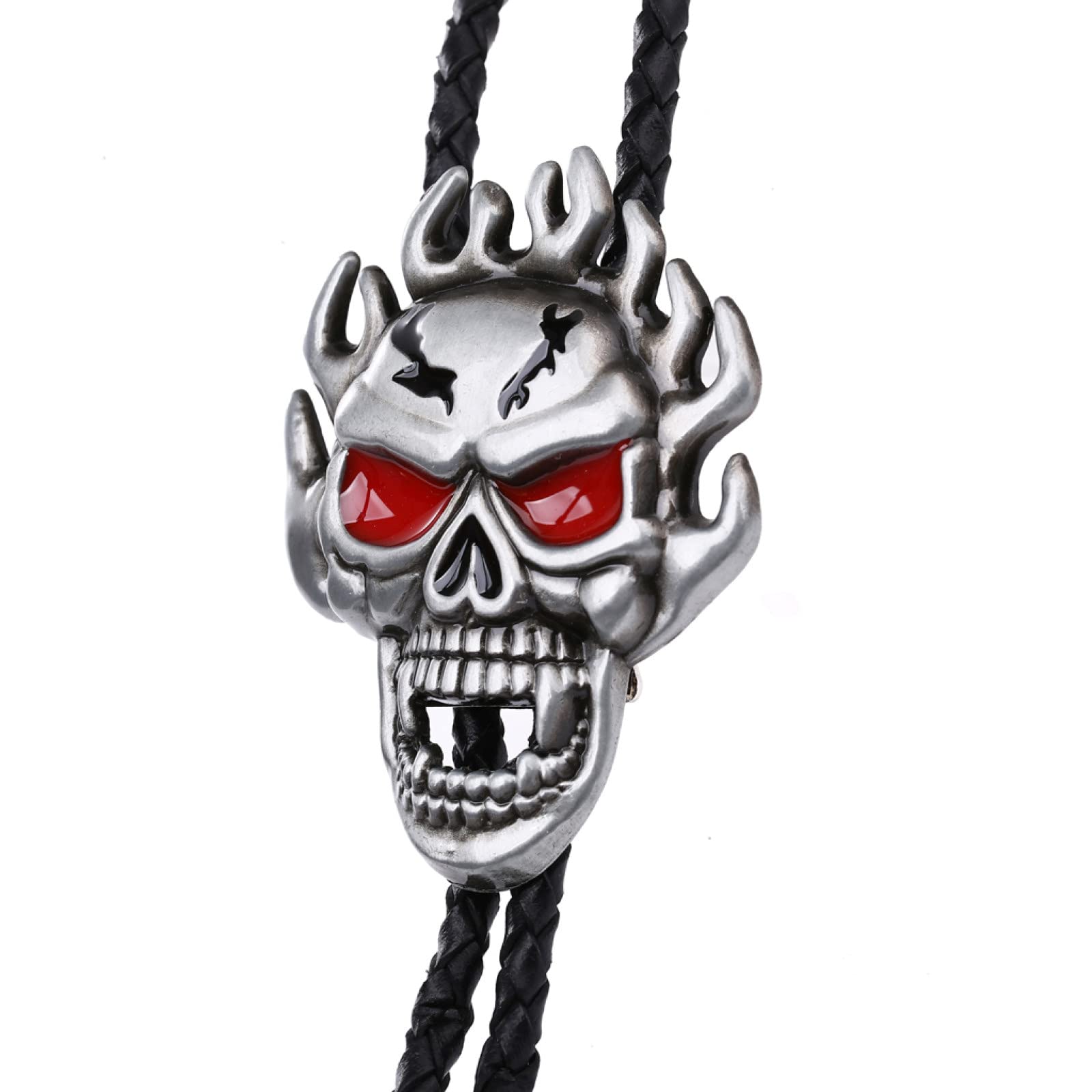 Bolo-Krawatte Für Herren – Flammen-Geist-Kopf-Krawatten-Anhänger Reiter-Hemd-Accessoires, American Western Cowboy Schmuck Halloween-Kostüm-Accessoires