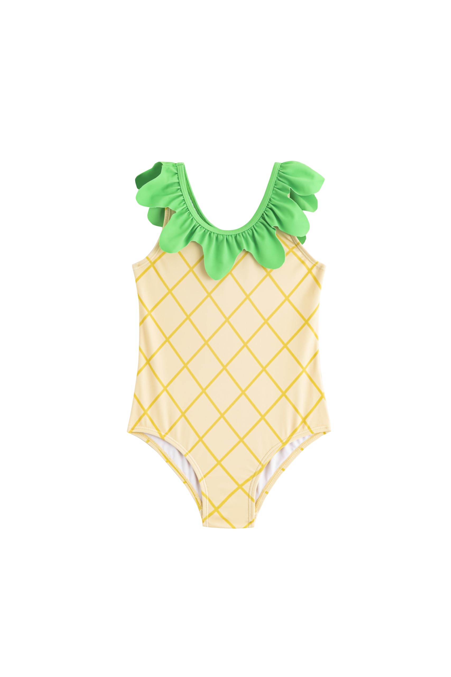 LIZENS Girls One Piece Swimwear 2-12years Ruffle Trim Pineapple Cute Tropical Fruit Beach Bathing Suit for Kids Swimsuit?BDG26204,7-8T
