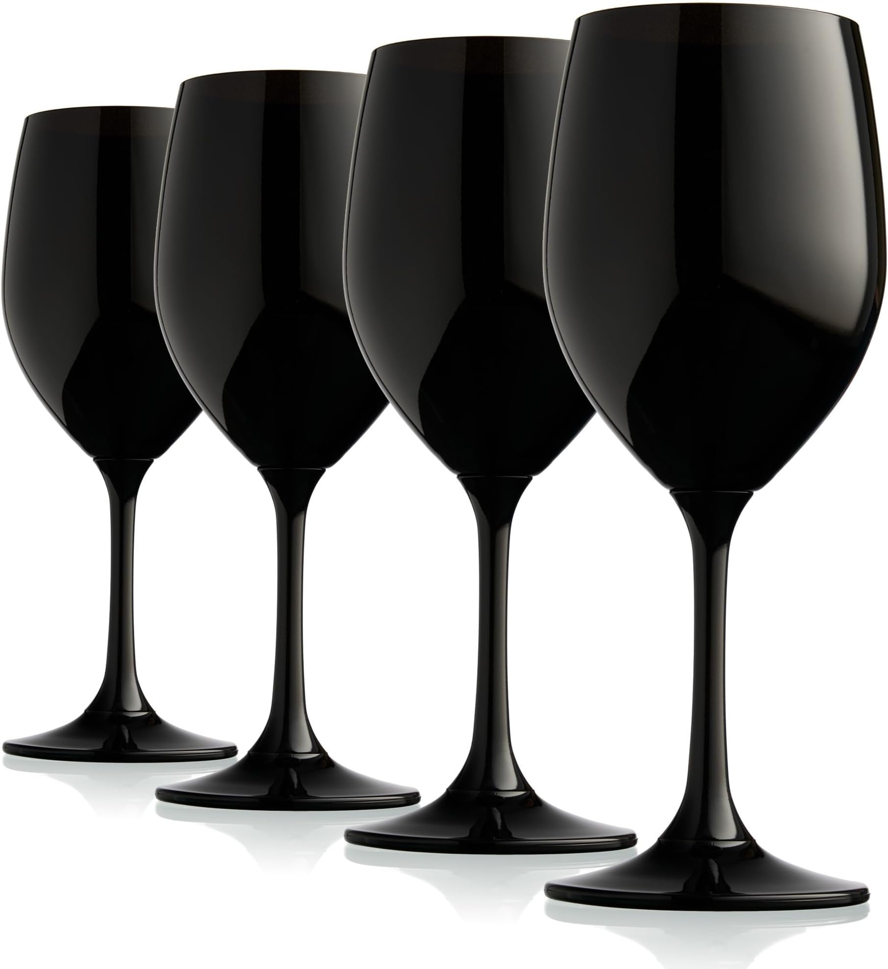 Mumufy 12 Pcs Stemmed Wine Glasses Black Plastic Stemmed