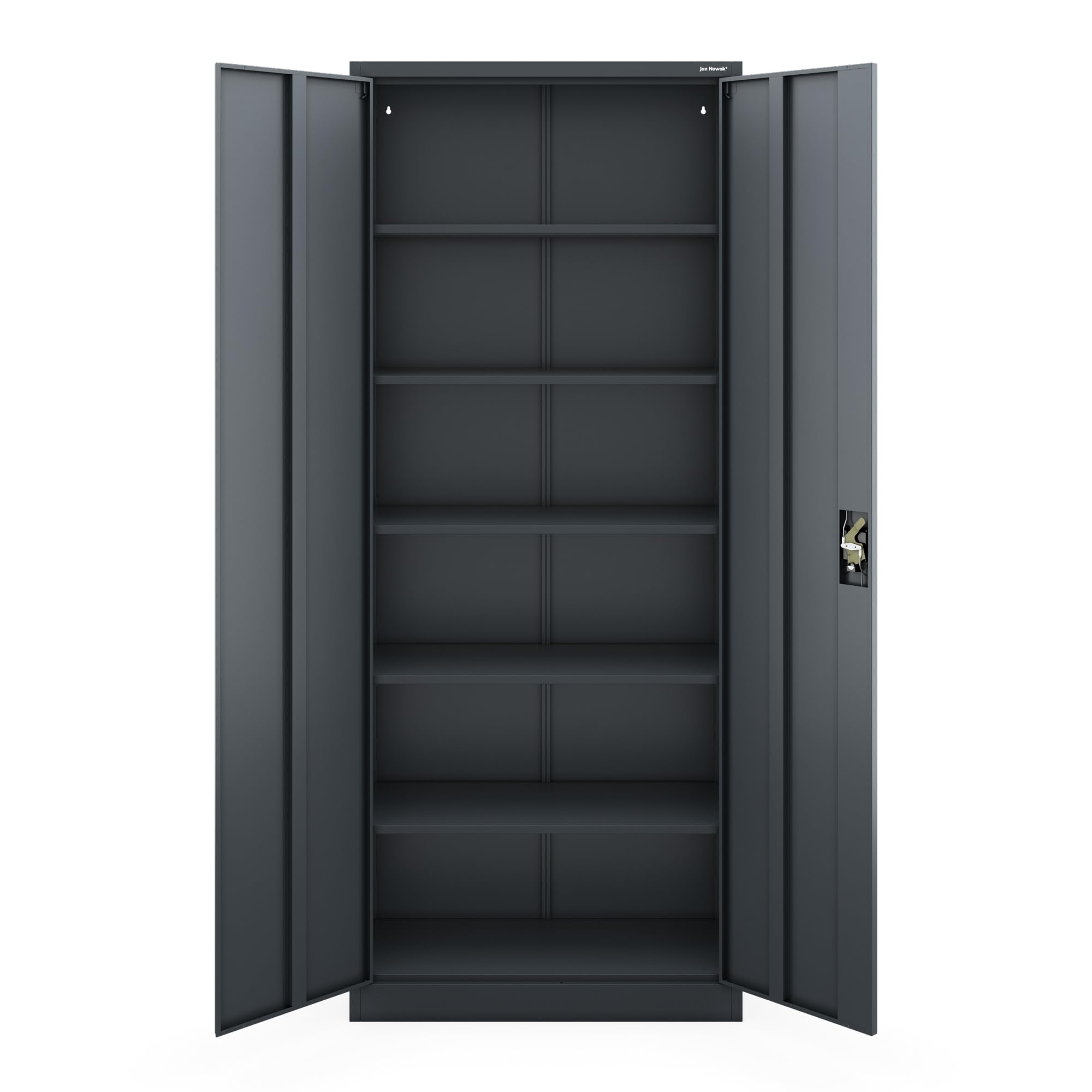 Jan Nowak Armario metálico de Oficina y Taller Alto con Cerradura Armario para Documentos y Herramientas 220 x 90 x 40 cm con 5 estantes Regulables | Armario para documentos (5 estantes, 60 kg cada uno, con cerradura, montaje en pared, 220 x 90 x 40 cm)