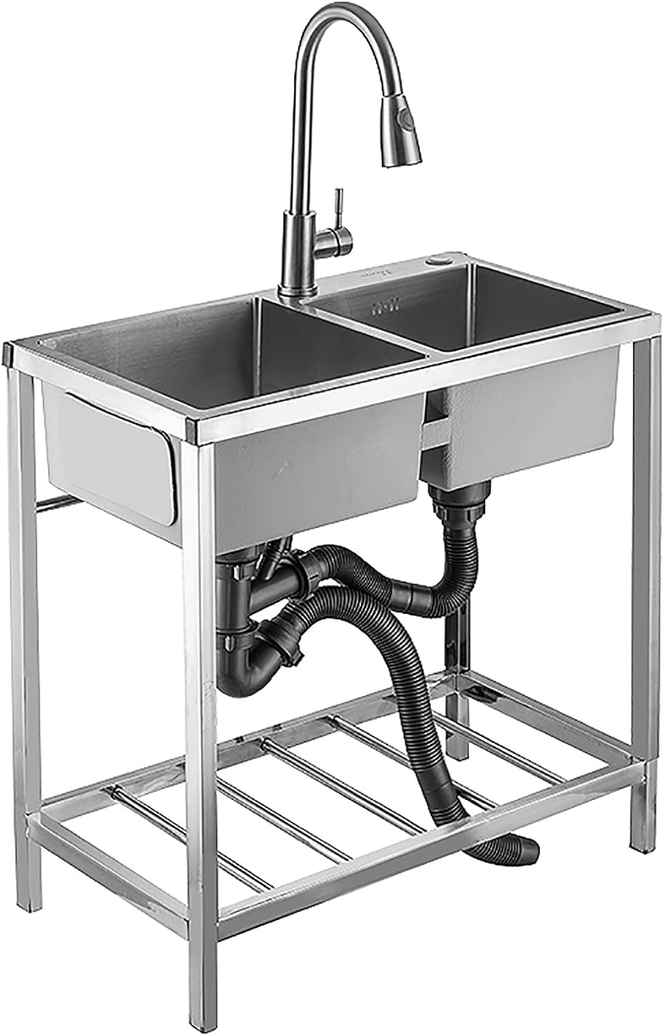 Commercial Restaurant Sink 2 Compartment, Stainless Steel Utility Sink