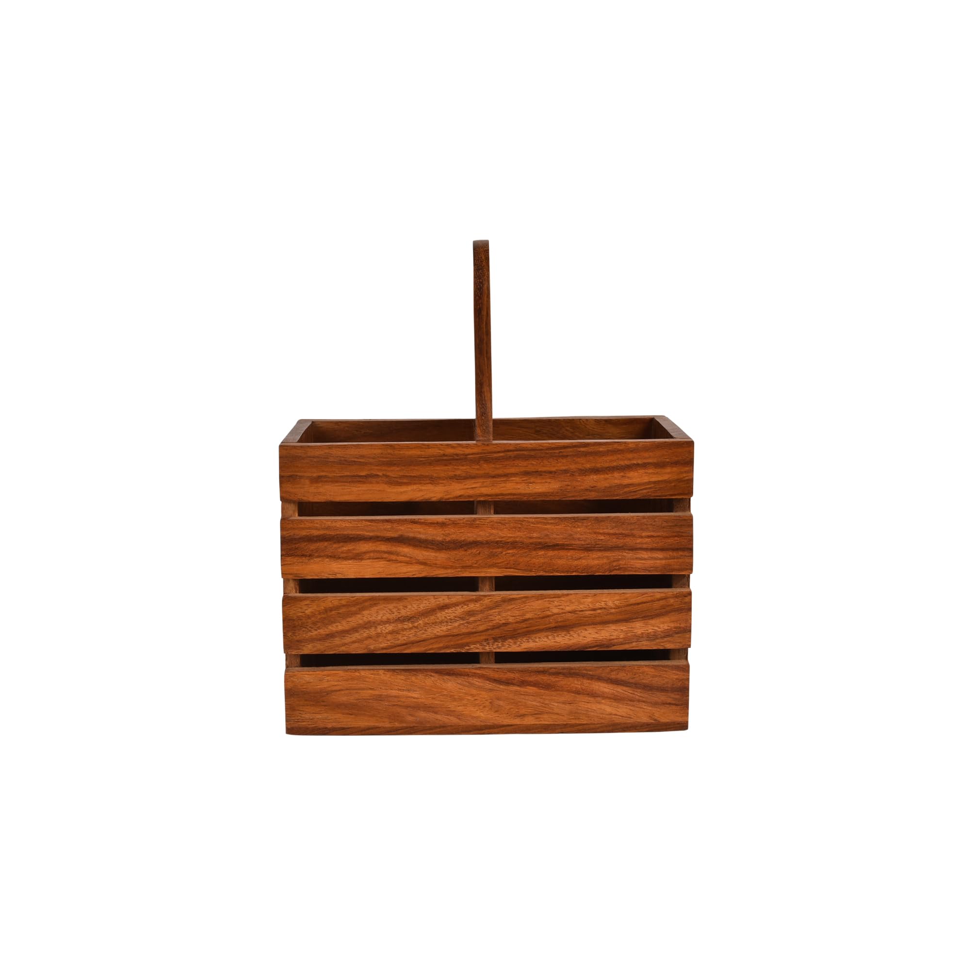 Rustic Wooden Cutlery Holder - 2 Compartment -4