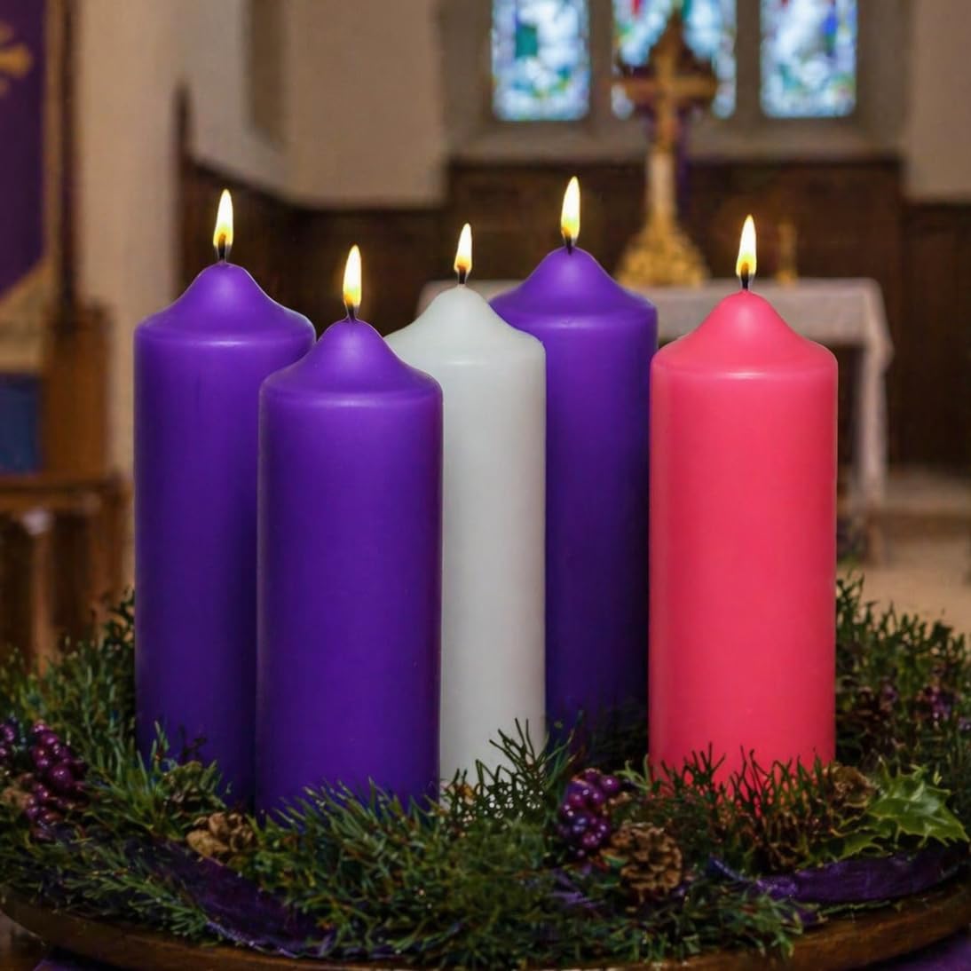 Christmas Advent Candles 2" x 6" / Christmas Candles Set of 5