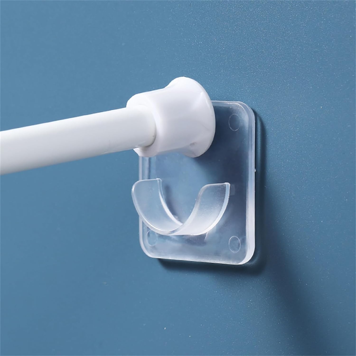 No Drill Curtain Rod Brackets No Drilling Self Adhesive Curtain Rod Holder Hooks Nail Free Adjustable Curtain Rod Hooks Curtain Hangers for Bathroom Kitchen Home Bathroom and Hotel