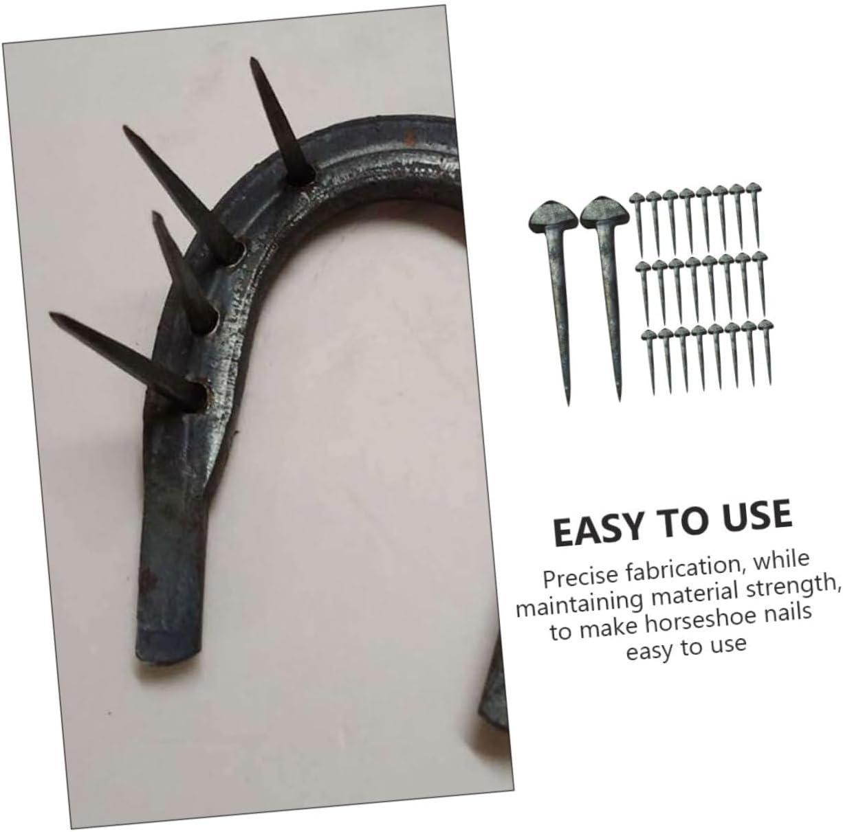 Metal Horseshoe Nails Set 50pcs Round Head Nails Horse Shoes Repair Kit