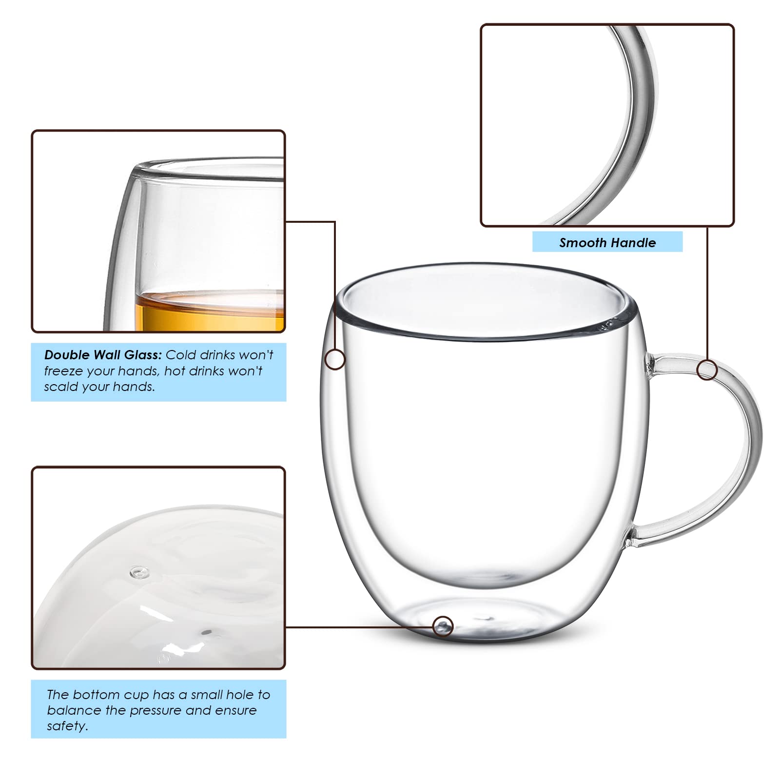 Tazze termiche in vetro a doppia parete, 500 ml, set di 2 DLSC327 | De'Longhi IT