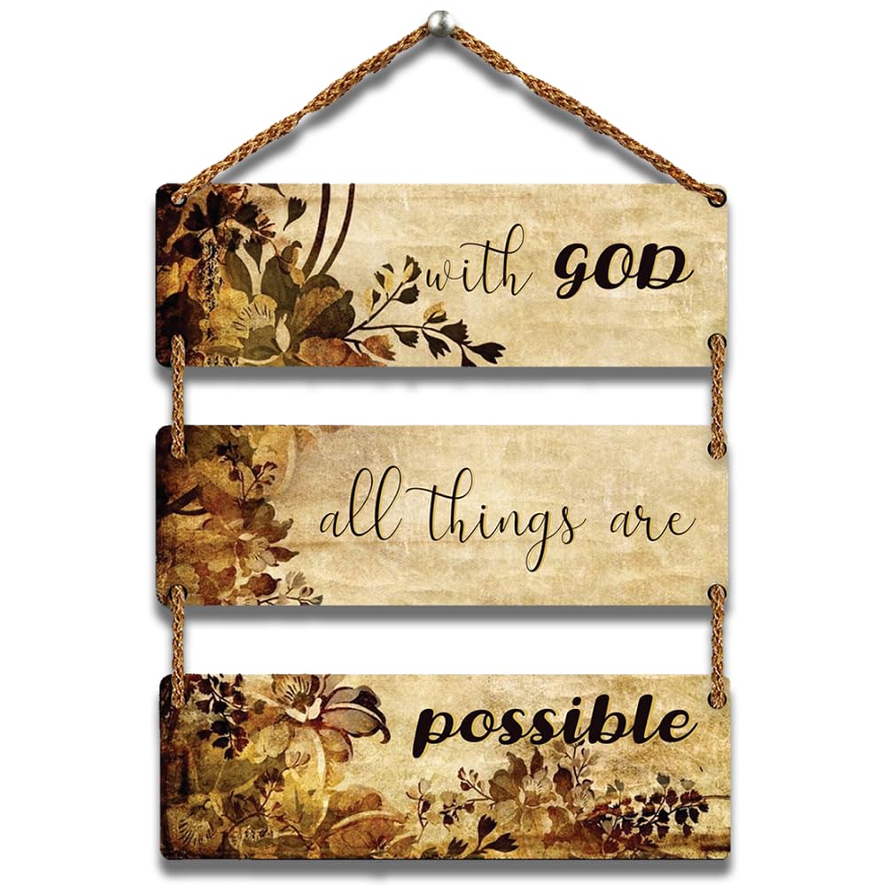 Capio Art Welcome Wooden Quote Wall Hanging Decoration Items for Home Décor | Mdf Art for Living Room & Bedroom | Decorative Item for Office & House | Gifts Modern Wood Hanger, All Things Are Possible