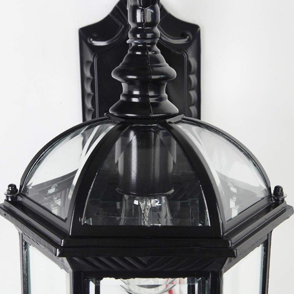 Moda Tradycyjny Wodoodporny odlew aluminiowy Vintage Ganek Kinkiet Zewnętrzna szklana brama Ścienna latarnia Dekoracja świetlna Przedpokój Ogród zimowy Balkon Lampa montowana E27 Edison Wewnątrz i