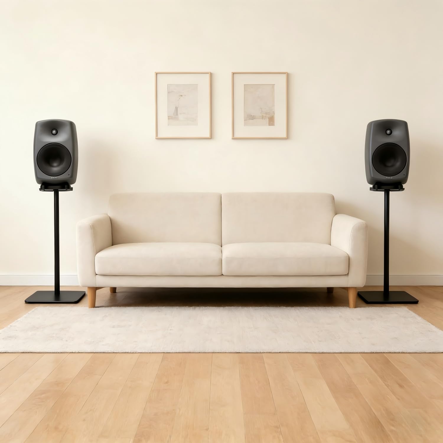Lautsprecherständer für Genelec 8050/G5/ G Five/ 8351 & XX5X Serie Studiomonitore,Aluminiumlegierung,Kabelführung,einfache Montage (8050/G5/ G Five/ 8351 & XX5X Schwarz Paar)