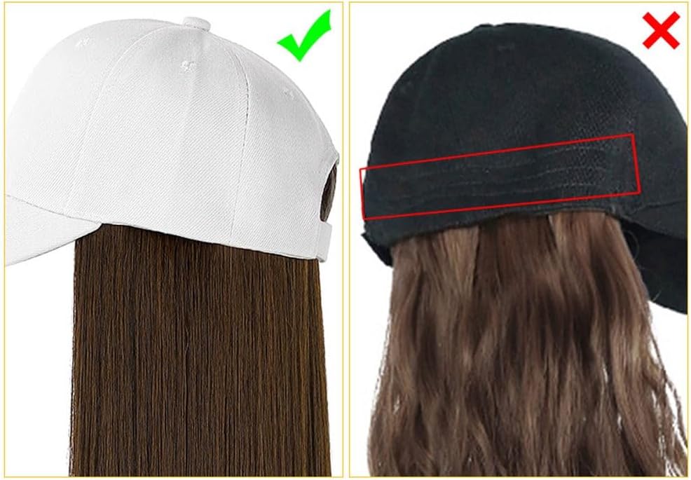 Wig Cap Hat Wig Fashion Breathable Peaked Cap Long Curly Wig Women's Synthetic Wig Women's Fashion Wig Hat Hair Extension Cap(A)