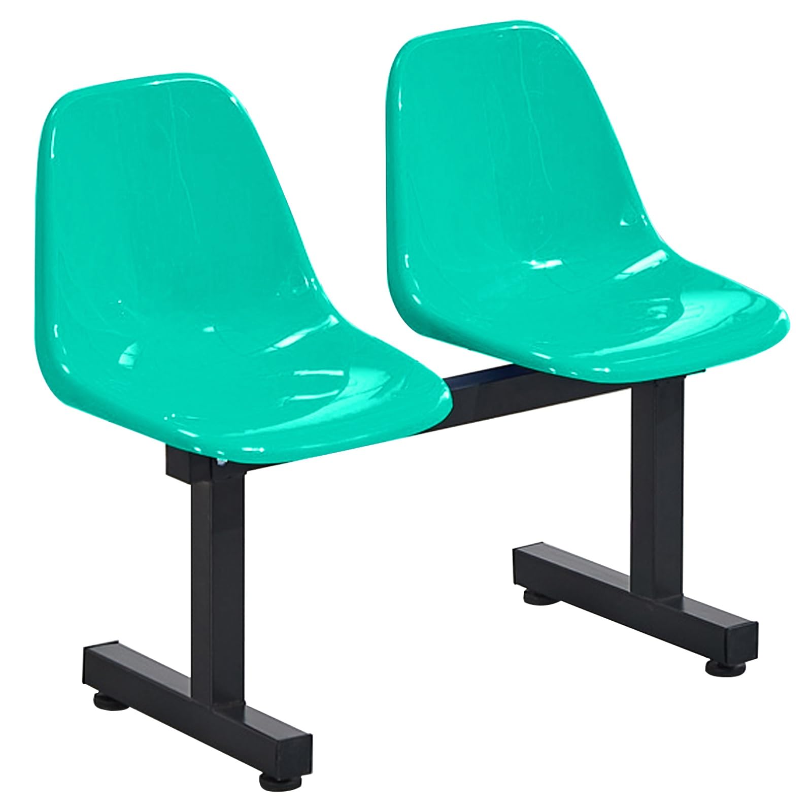 SGKOMN 2-Seat Waiting Room Chair with Backrest - Indoor/Outdoor Plastic Stadium Bench for Clinics, Airports, Hospitals, Hair Salons - Green Reception Seating
