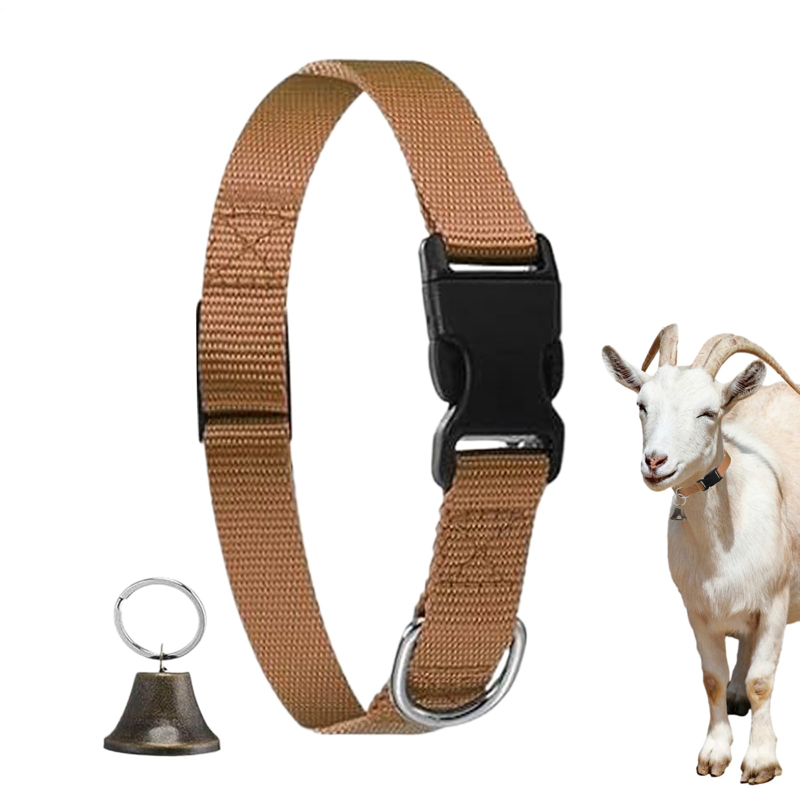 Colliers De Chèvre avec Clochettes, Collier Anti-dérapant Réglable pour Chèvre, Collier Cervical avec Boucle À Détachement Rapide Son Clair Design Anti-Perte pour Animaux De Ferme