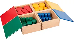 Montessori Wooden Knobless Color Cylinder Blocks - Set of 4